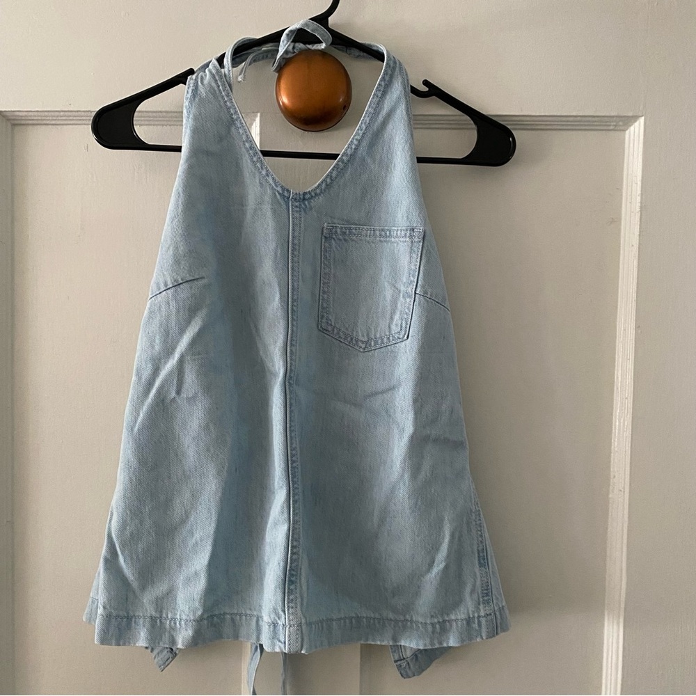 NWT Universal Thread - Women’s Halter Back-Tie Top in Light Blue Denim - size XS